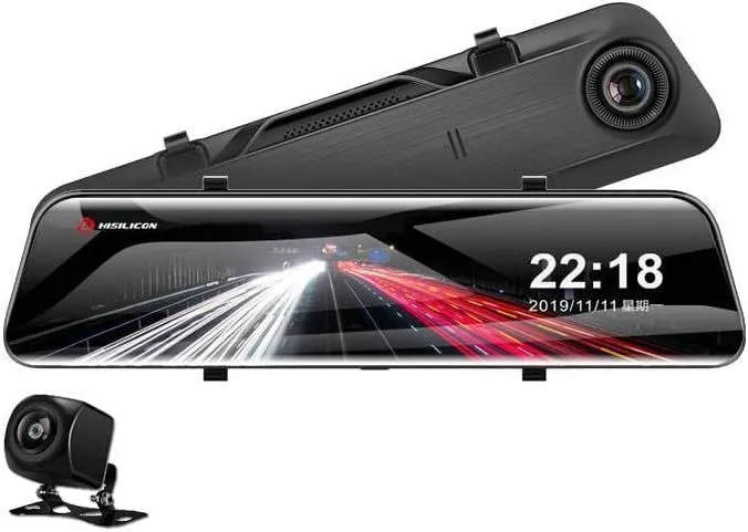 2K QHD Mirror Dash Cam with 64G SD Card Waterproof Backup Rear