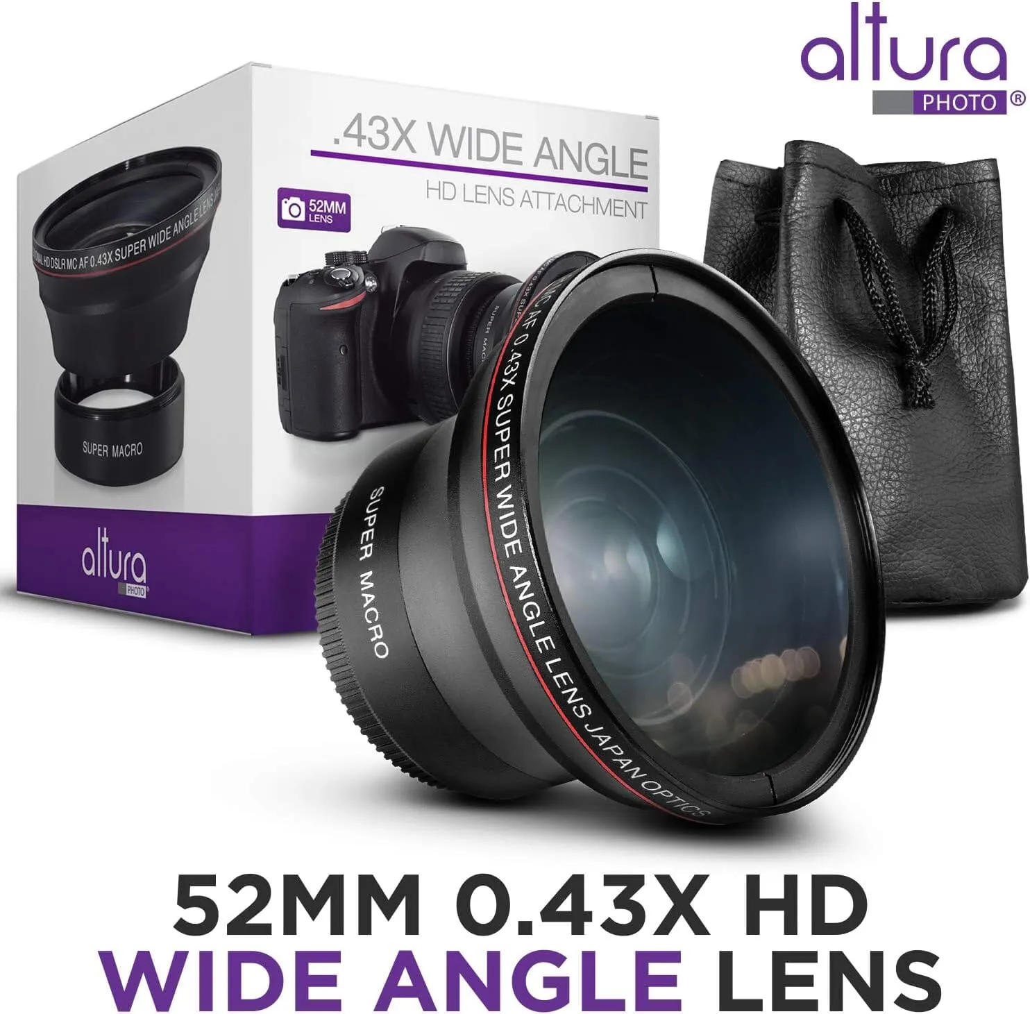 52MM 0.43x Altura Photo Professional HD Wide Angle Lens (w/Macro Portion) for Nikon  (Refurbished)