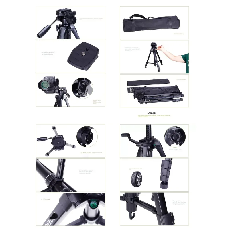 60-Inch Aluminum Lightweight Travel Camera Tripod Ae-135