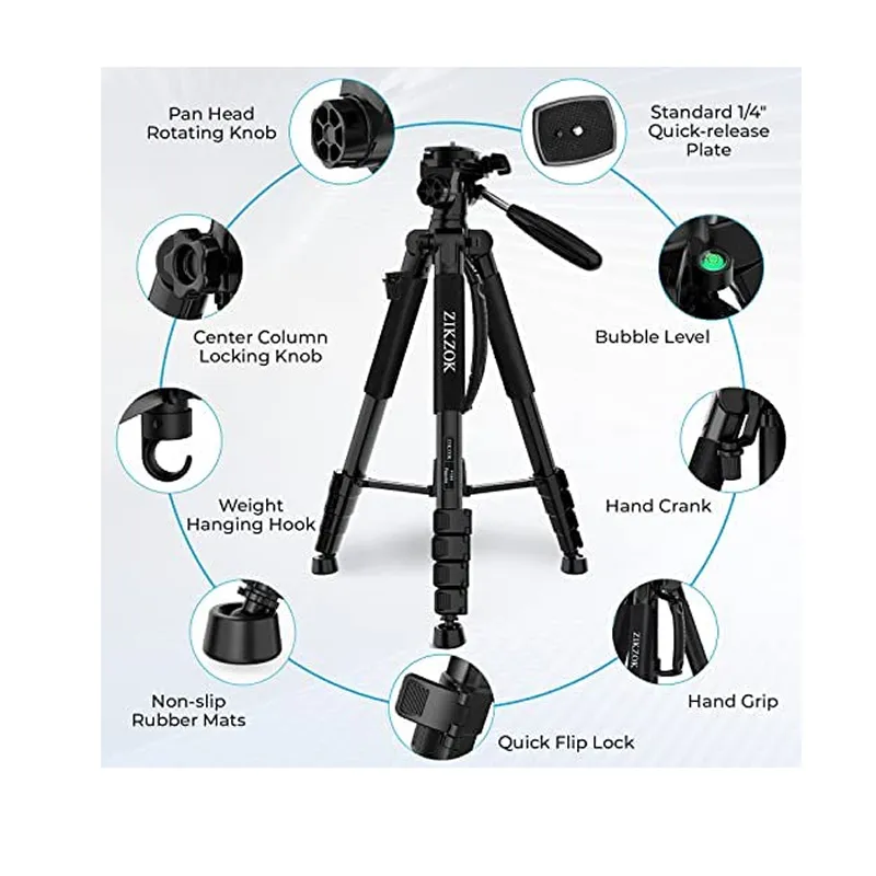 60-Inch Aluminum Lightweight Travel Camera Tripod Ae-135
