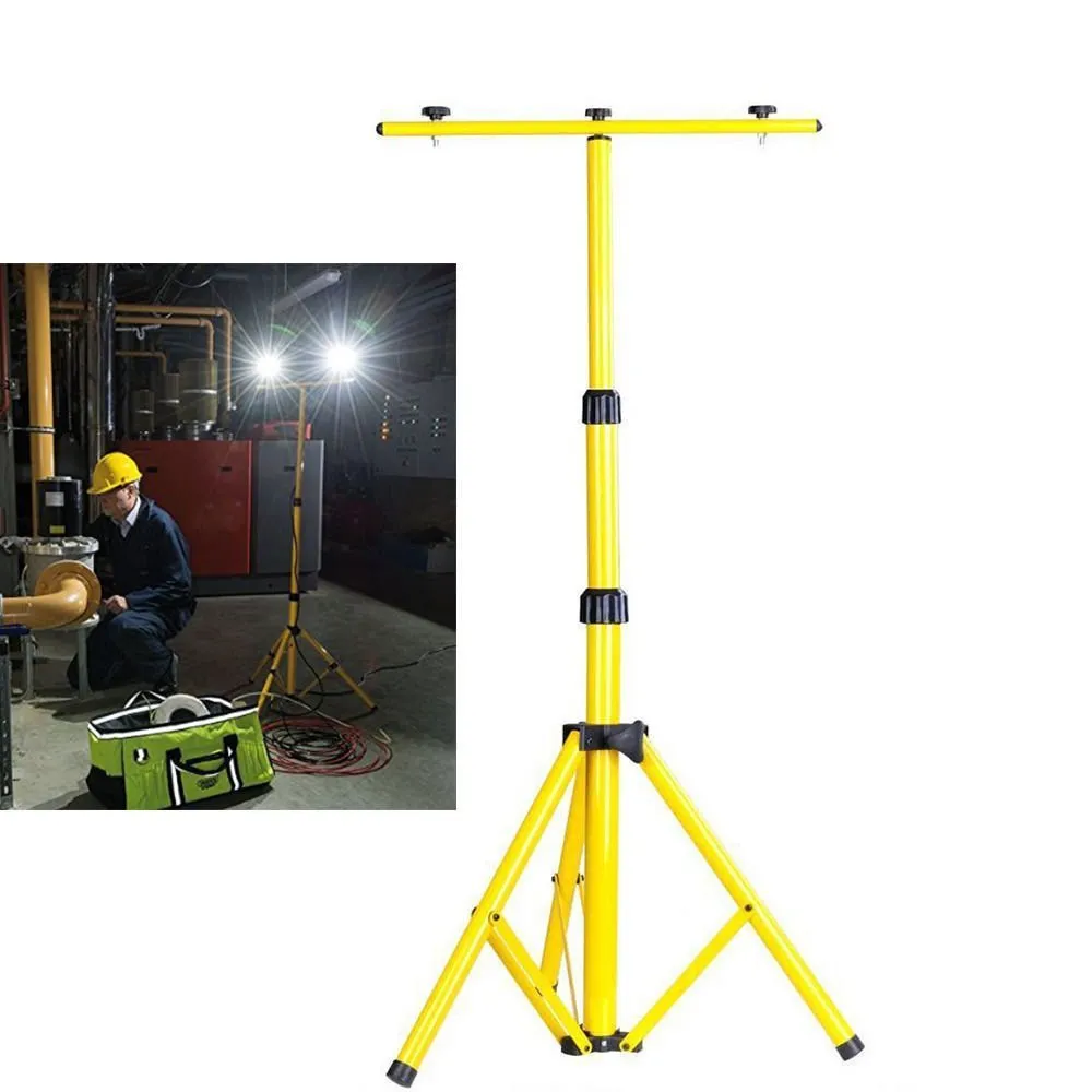 Adjustable Double Head Flood Light Tripod Stand with 1 for 2 Connector