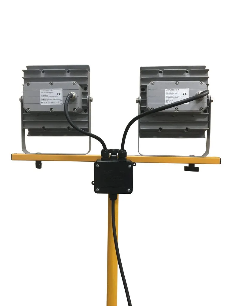 Adjustable Double Head Flood Light Tripod Stand with 1 for 2 Connector