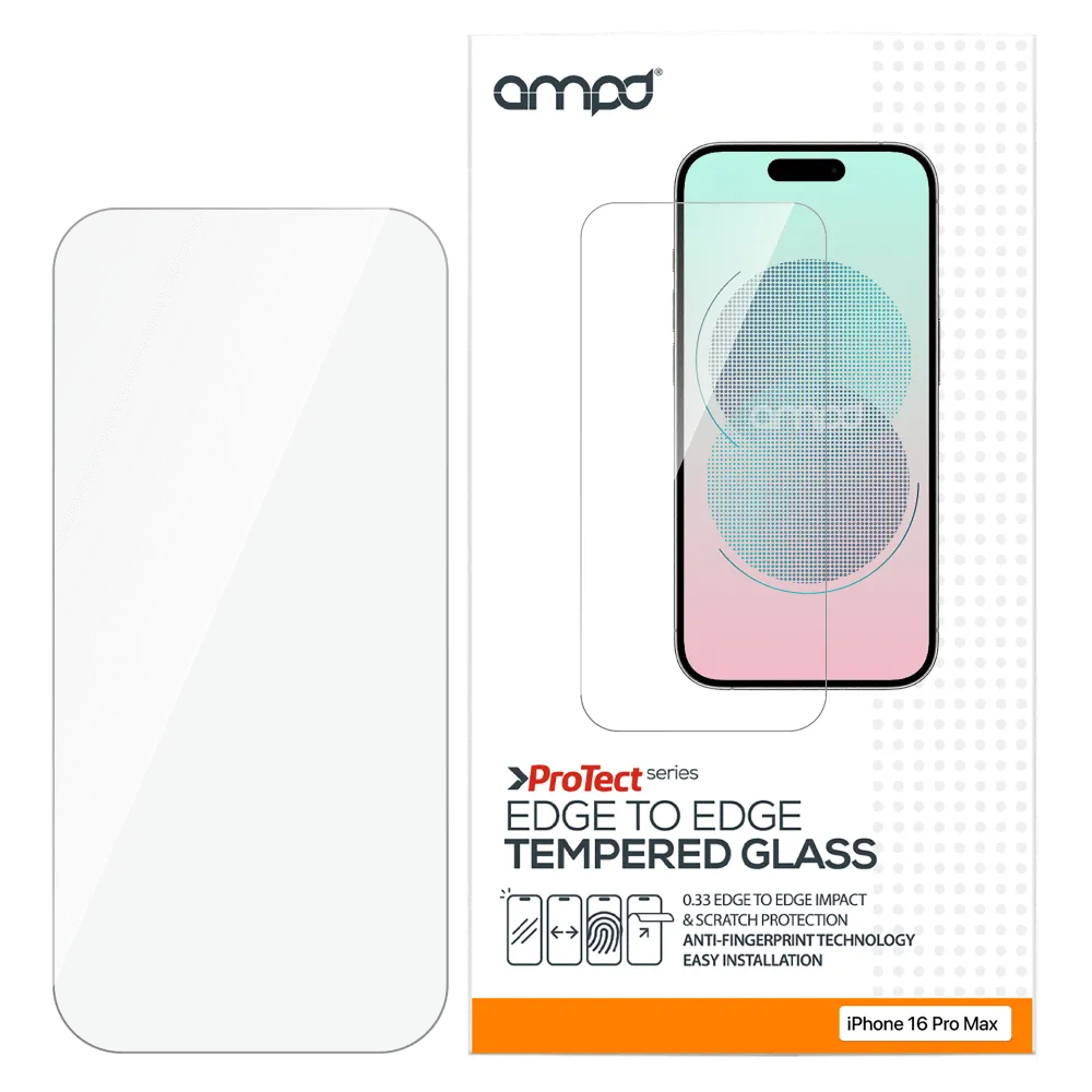 AMPD 0.33 Impact Flex Clear Tempered Glass Screen Protector for Apple iPhone 16 Pro Max by AMPD