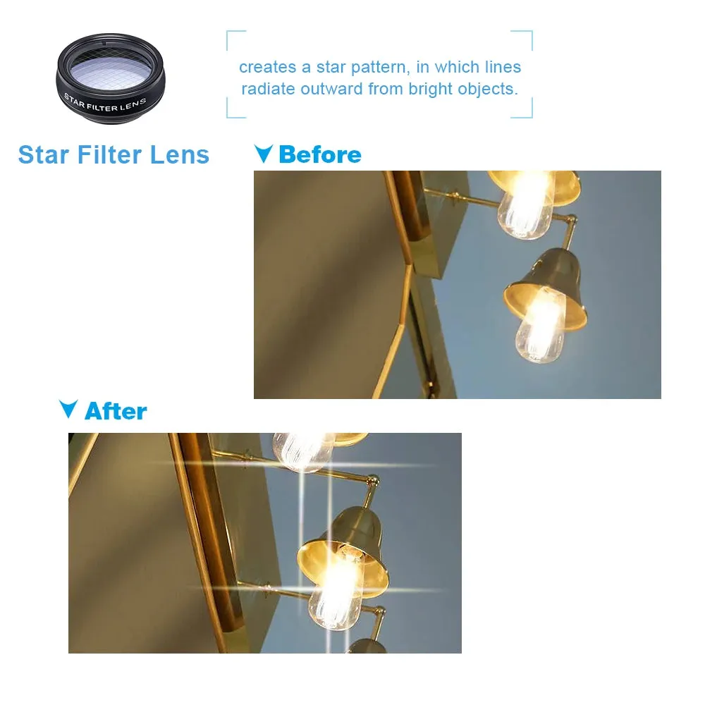 APEXEL 10 in 1 Phone camera Lens Kit Fisheye Wide Angle macro Lens CPL Filter Kaleidoscope and 2X telescope Lens for smartphones