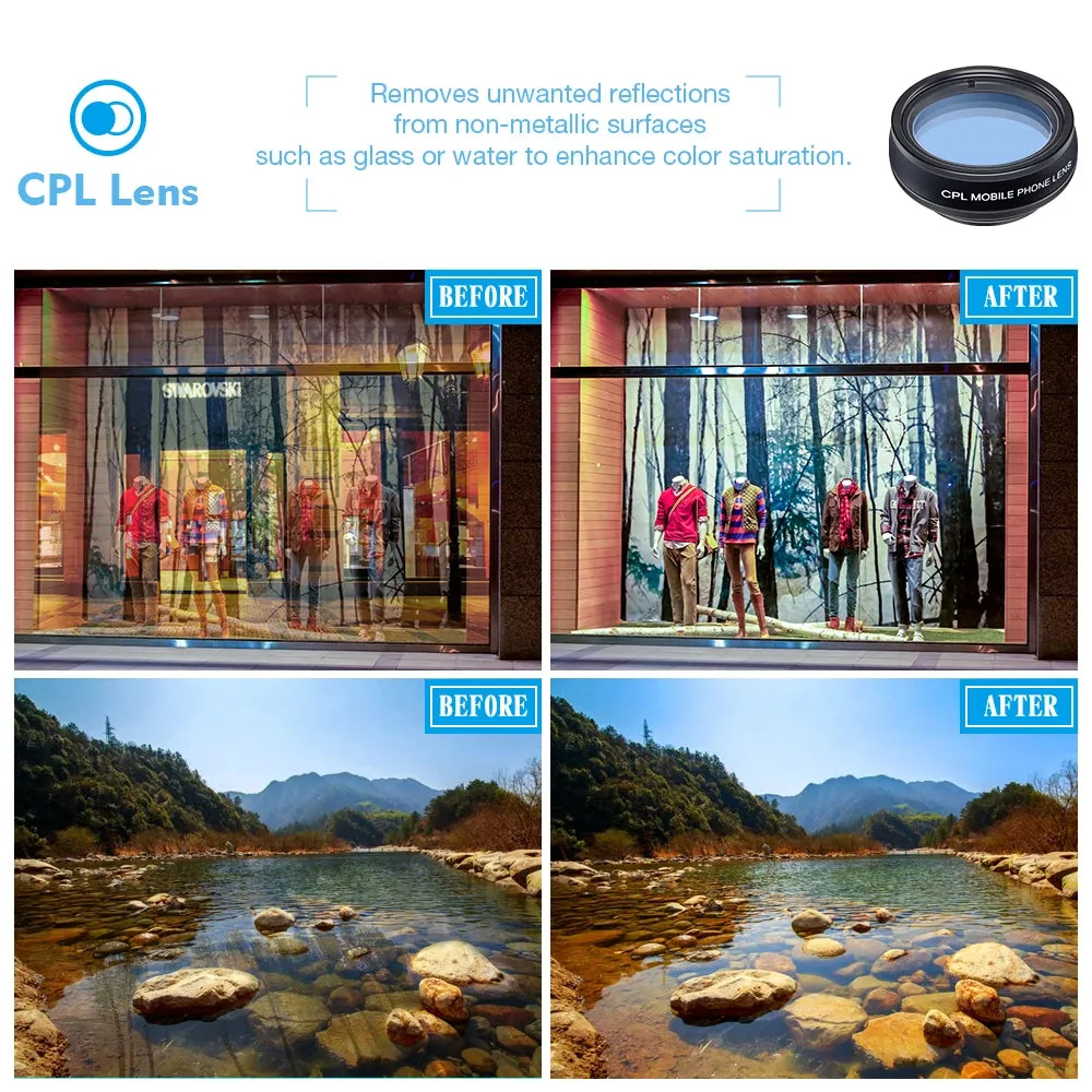 APEXEL 10 in 1 Phone camera Lens Kit Fisheye Wide Angle macro Lens CPL Filter Kaleidoscope and 2X telescope Lens for smartphones