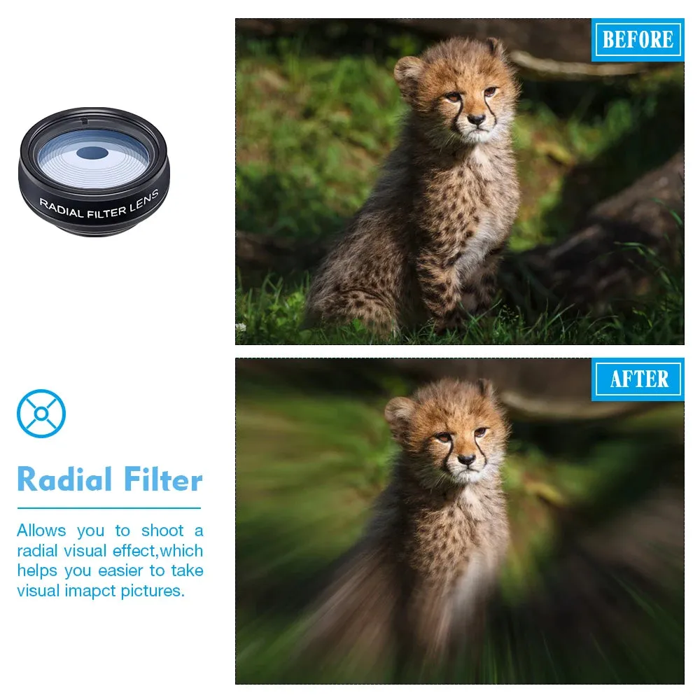 APEXEL 10 in 1 Phone camera Lens Kit Fisheye Wide Angle macro Lens CPL Filter Kaleidoscope and 2X telescope Lens for smartphones
