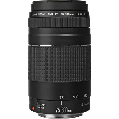 Canon 75-300mm f/4.0-5.6 EF III Lens with with 650-300mm Telephoto Lens Bundle