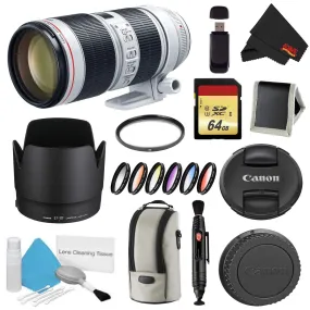 Canon EF 70-200mm f/2.8L is III USM Lens Bundle w/ 64GB Memory Card   Accessories, UV Filter, and Color Multicoated 6 Pi