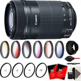 Canon EF-S 55-250mm f/4-5.6 Is STM Lens  58mm Filter &amp; Macro Kit &amp; Cleaning Kit for Canon T6s T6i T6 T5 Digital SLR Cameras