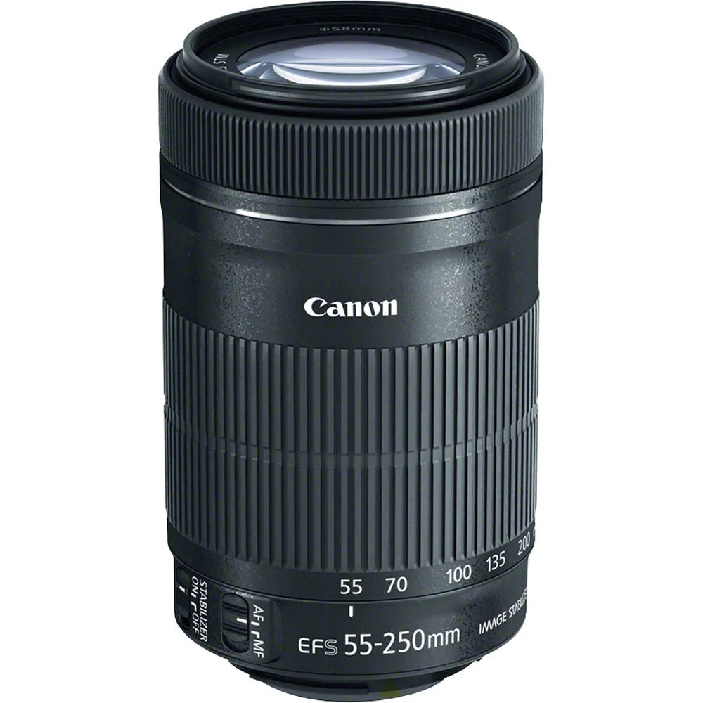 Canon EF-S 55-250mm f/4-5.6 IS STM Lens Zoom Lens with Tripod 3 Filters Hood Kit for EOS 70D, Rebel T3, T3i, T4i, T5, T5i, SL1 DSLR Cameras