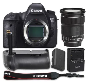 Canon EOS 6D Camera with Canon EF 24-105mm f/3.5-5.6 IS STM Lens   Pro Series Multi-Power Battery Grip For Canon DSLR Cameras