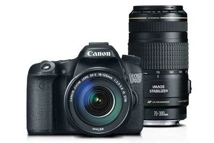 Canon EOS 70D/80D DSLR Camera with 18-135mm and 70-300mm Lenses Kit