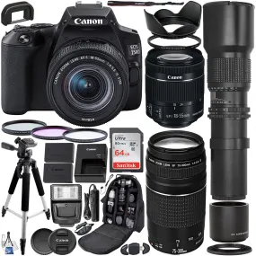 Canon EOS Rebel SL3/250D DSLR Camera with 18-55mm & 75-300mm Canon Lenses & 500mm Lens & Premium Accessory Bundle