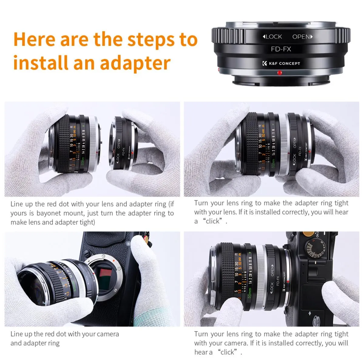 Canon FD Lens to Fujifilm FX Mount Mirrorless Camera Adapter K&F Concept Lens Mount Adapter