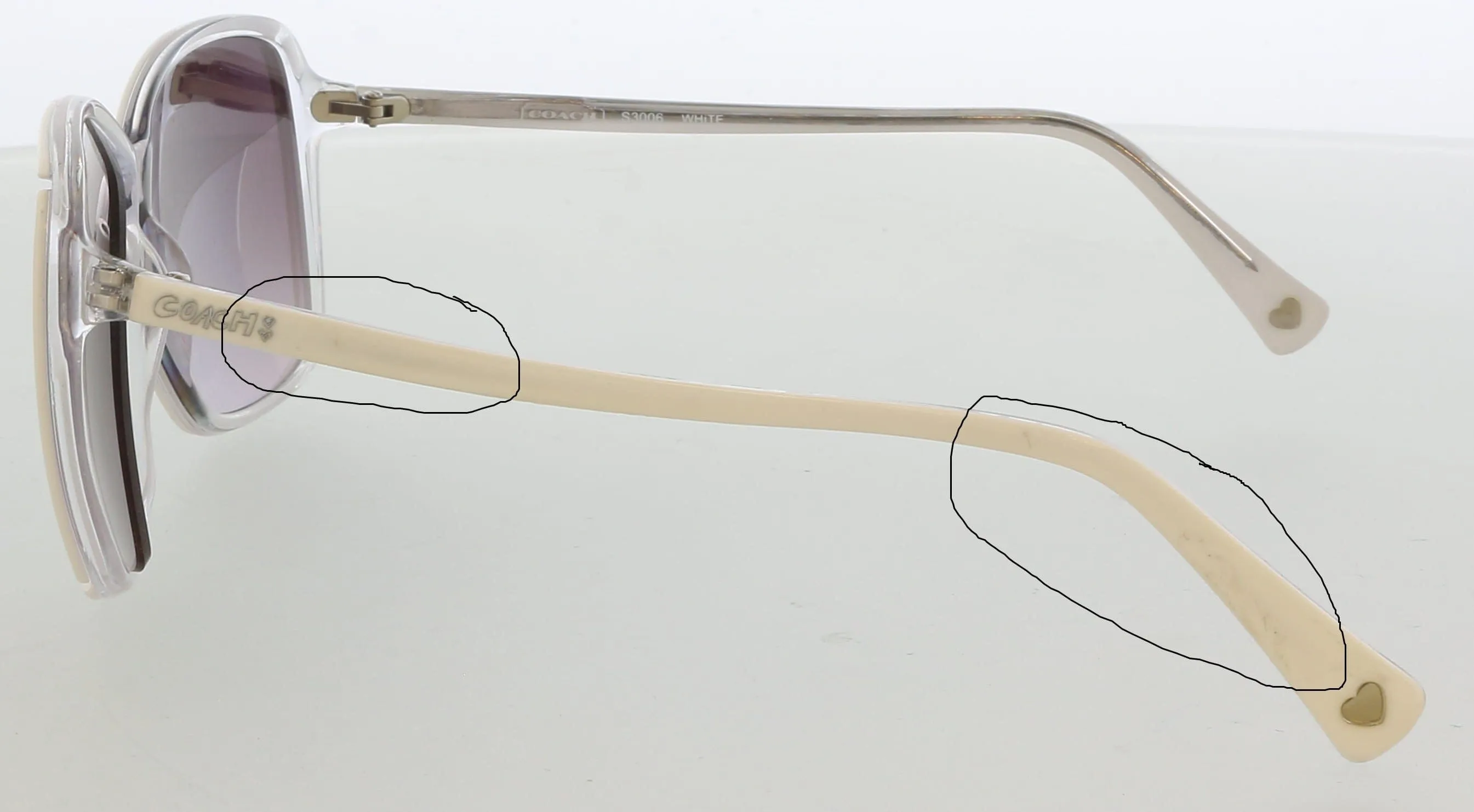 Coach S3006 White Rectangular sunglasses