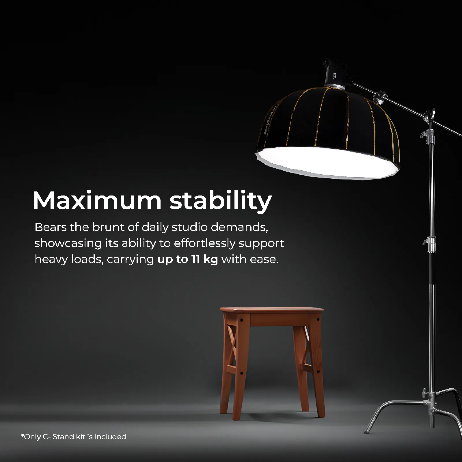 Digitek Heavy Duty Light Stand C-Stand - Max. 10 Feet/3 Meters Adjustable with 3.5 Feet Holding Arm and Grip Head for Studio Video Reflector, Monolight and Other Photographic Equipment (Black)