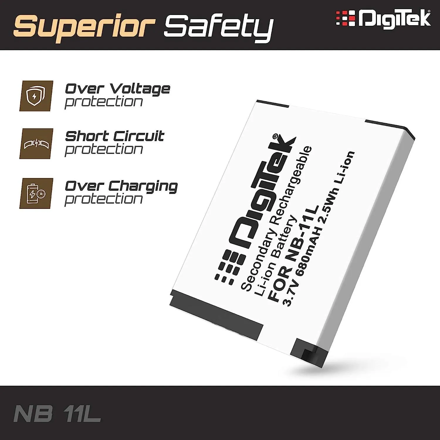 Digitek (NB-11L) Lithium-ion Rechargeable Battery for DSLR Camera, Compatibility - IXUS 125HS, 240HS, Powershot A1200, A2200, A2300, A2400, A3200, A3300 is, A3400 is (NB-11L)