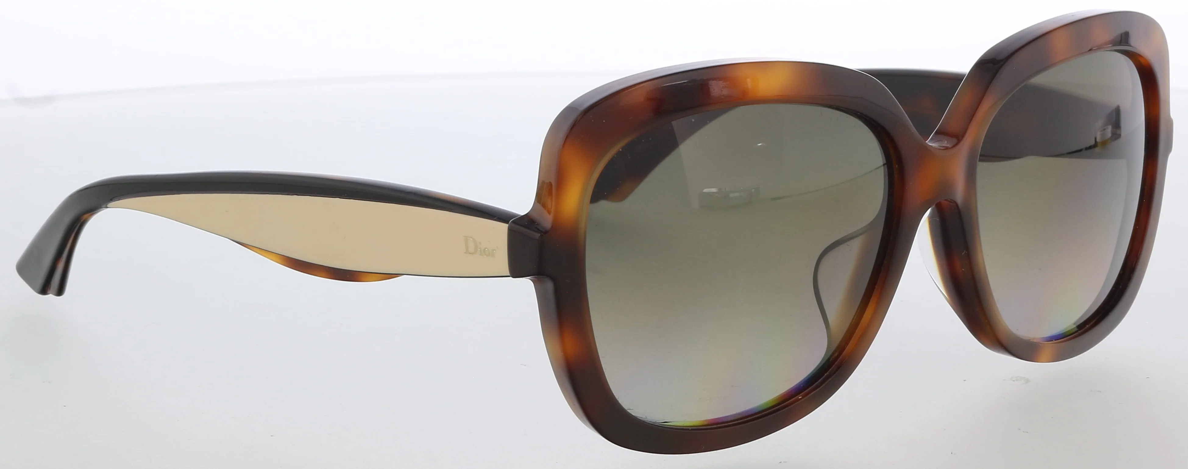 Dior ENVOL F Havana Horn Rectangular Sunglasses