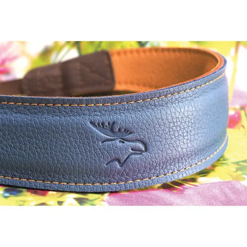 EDDYCAM Elk Leather Vintage Neck Strap, 50mm Wide, Sky/Natural with Natural Stitching