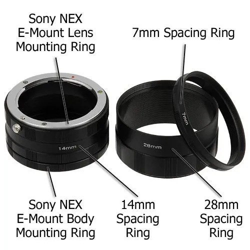 Fotodiox Macro Extension Tube Set for Sony Alpha E-Mount Mirrorless Cameras for Extreme Close-up Photography