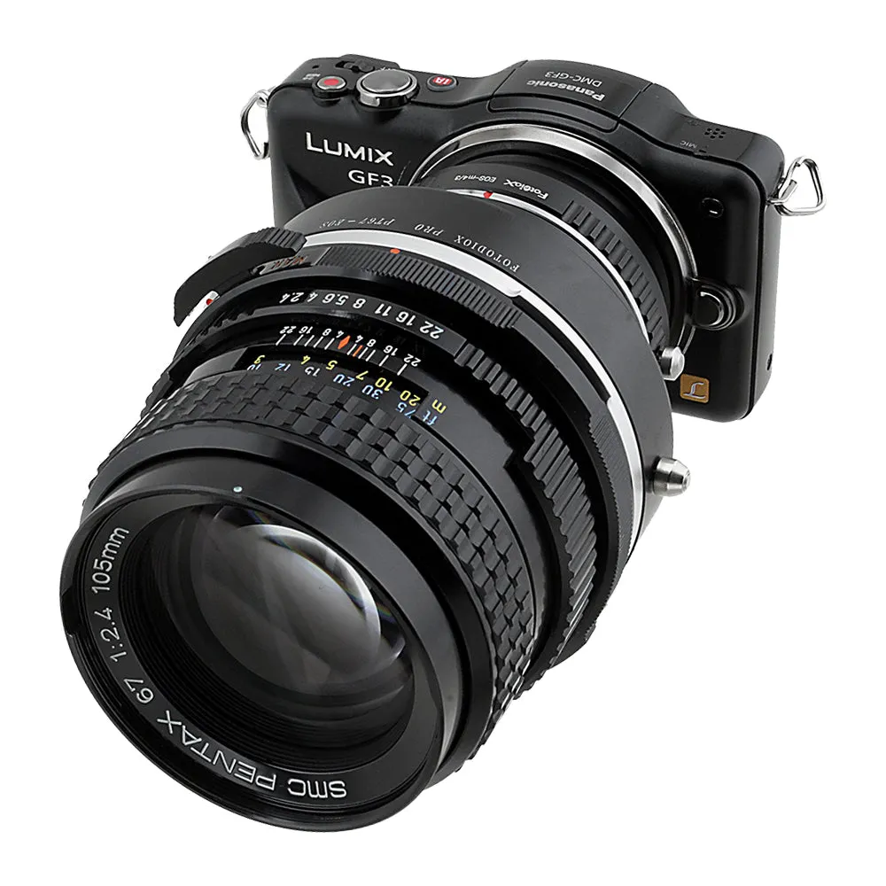 Fotodiox Pro Lens Mount Adapter - Pentax 6x7 (P67, PK67) Mount Lenses to Micro Four Thirds (MFT, M4/3) Mount Mirrorless Camera Body