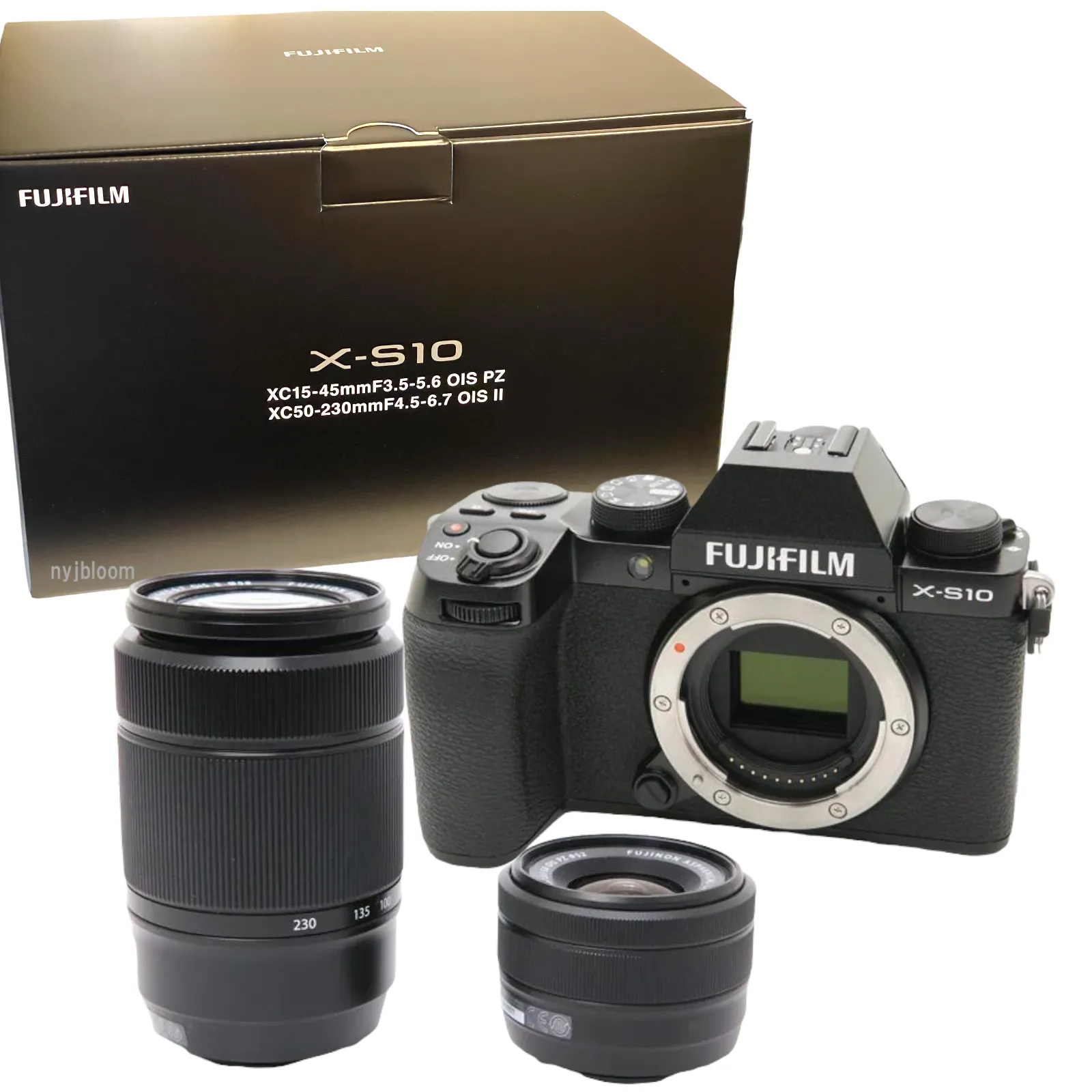 Fujifilm X-S10 Mirrorless Camera Essential Bundle   (Black) with XC 15-45mm OIS PZ & XC 50-230mm OIS II Lenses   SanDisk 128GB Extreme SDXC
