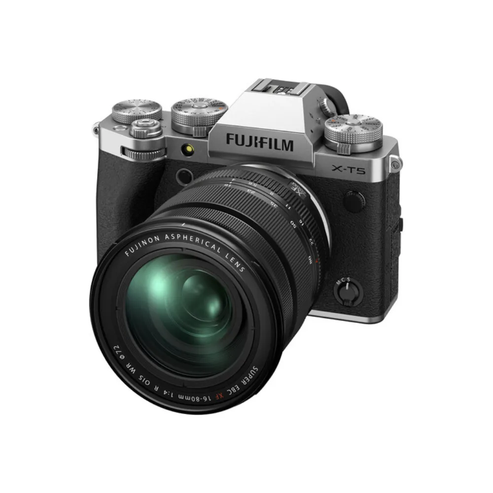FUJIFILM X-T5 Body with XF 16-80mm f/4 OIS WR / 16-50mm f/2.8-4.8 R LM WR / 18-55mm f/2.8-4 R LM OIS Lens Mirrorless Camera Kit with 40MP APS-C X-Trans CMOS 5 HR BSI Sensor, X-Processor 5, and 7-Stop In-Body Image Stabilization
