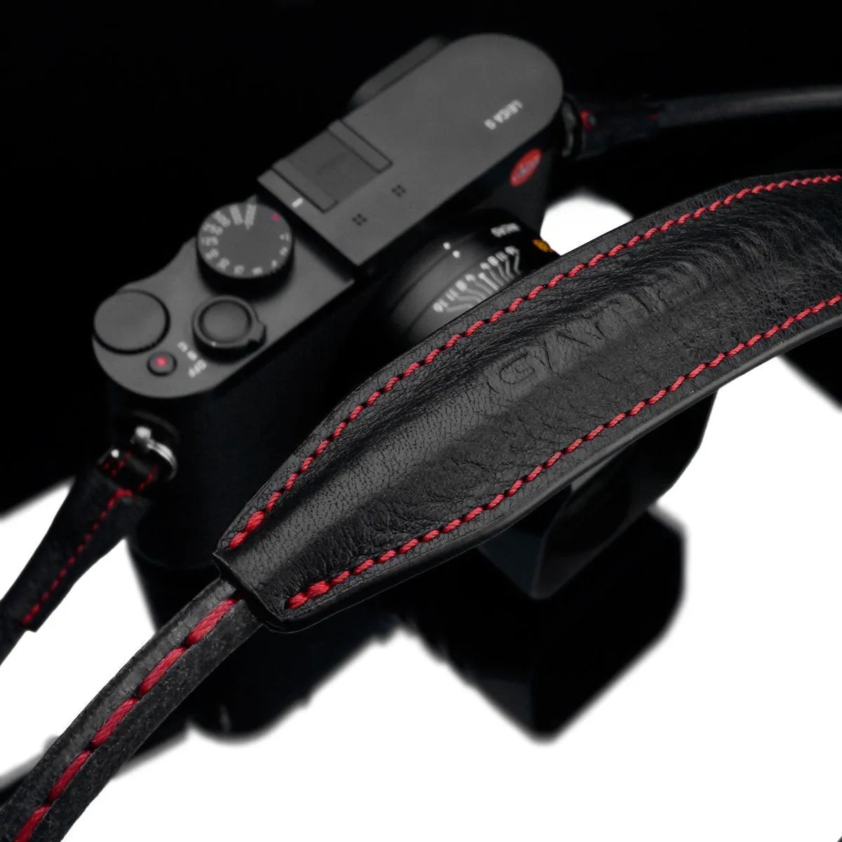 Gariz XS-CSNLBKR Black Red Stitching 115cm / 45" Leather Camera Neck & Shoulder Strap for Mirrorless Cameras