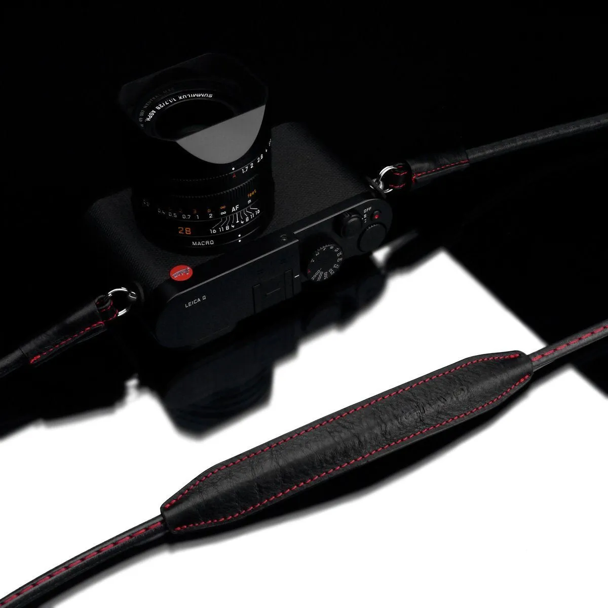 Gariz XS-CSNLBKR Black Red Stitching 115cm / 45" Leather Camera Neck & Shoulder Strap for Mirrorless Cameras