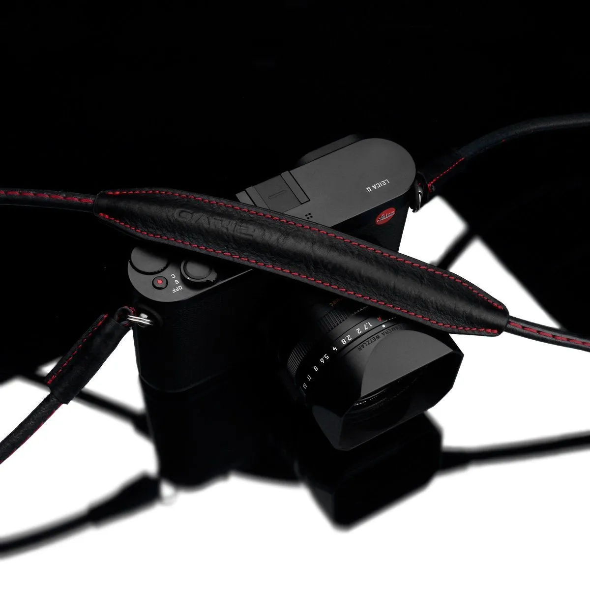 Gariz XS-CSNLBKR Black Red Stitching 115cm / 45" Leather Camera Neck & Shoulder Strap for Mirrorless Cameras