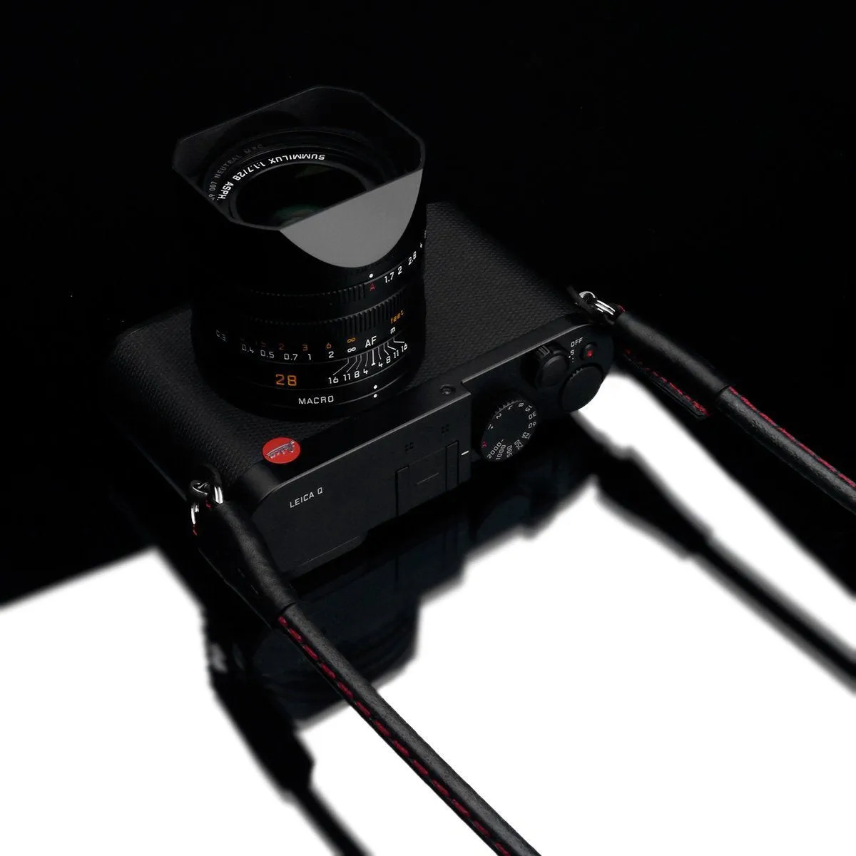 Gariz XS-CSNLBKR Black Red Stitching 115cm / 45" Leather Camera Neck & Shoulder Strap for Mirrorless Cameras