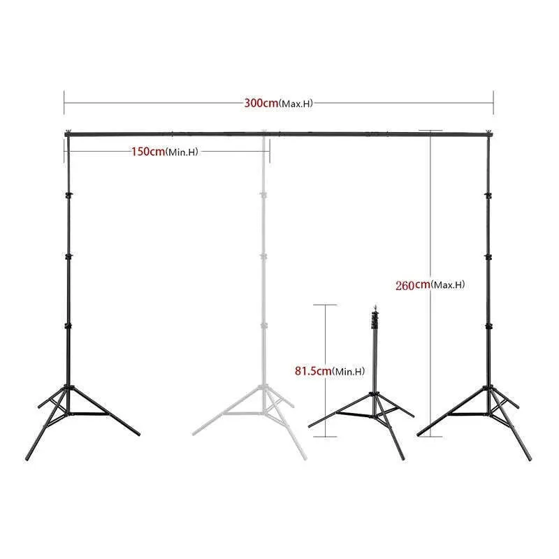 Heavy Duty Aluminum Backdrop Support System, 2.6x3M, Hridz