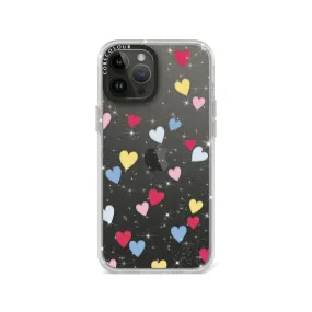 iPhone 12 Pro Max Flying Hearts Glitter Phone Case