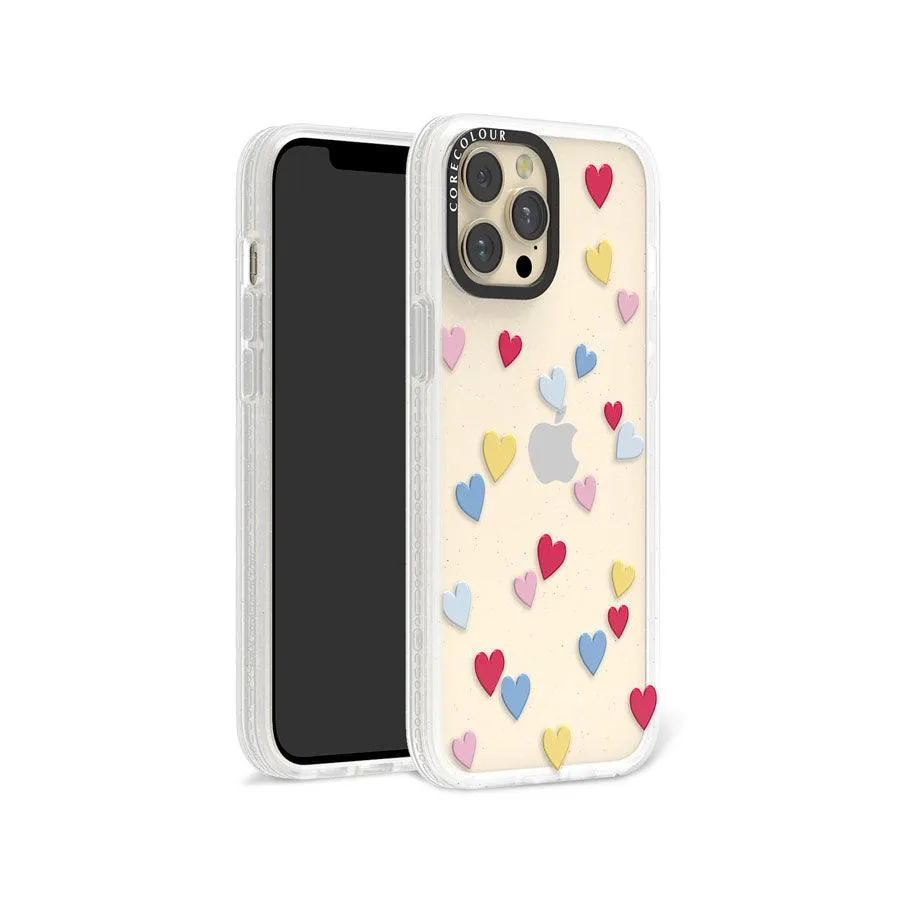 iPhone 12 Pro Max Flying Hearts Glitter Phone Case