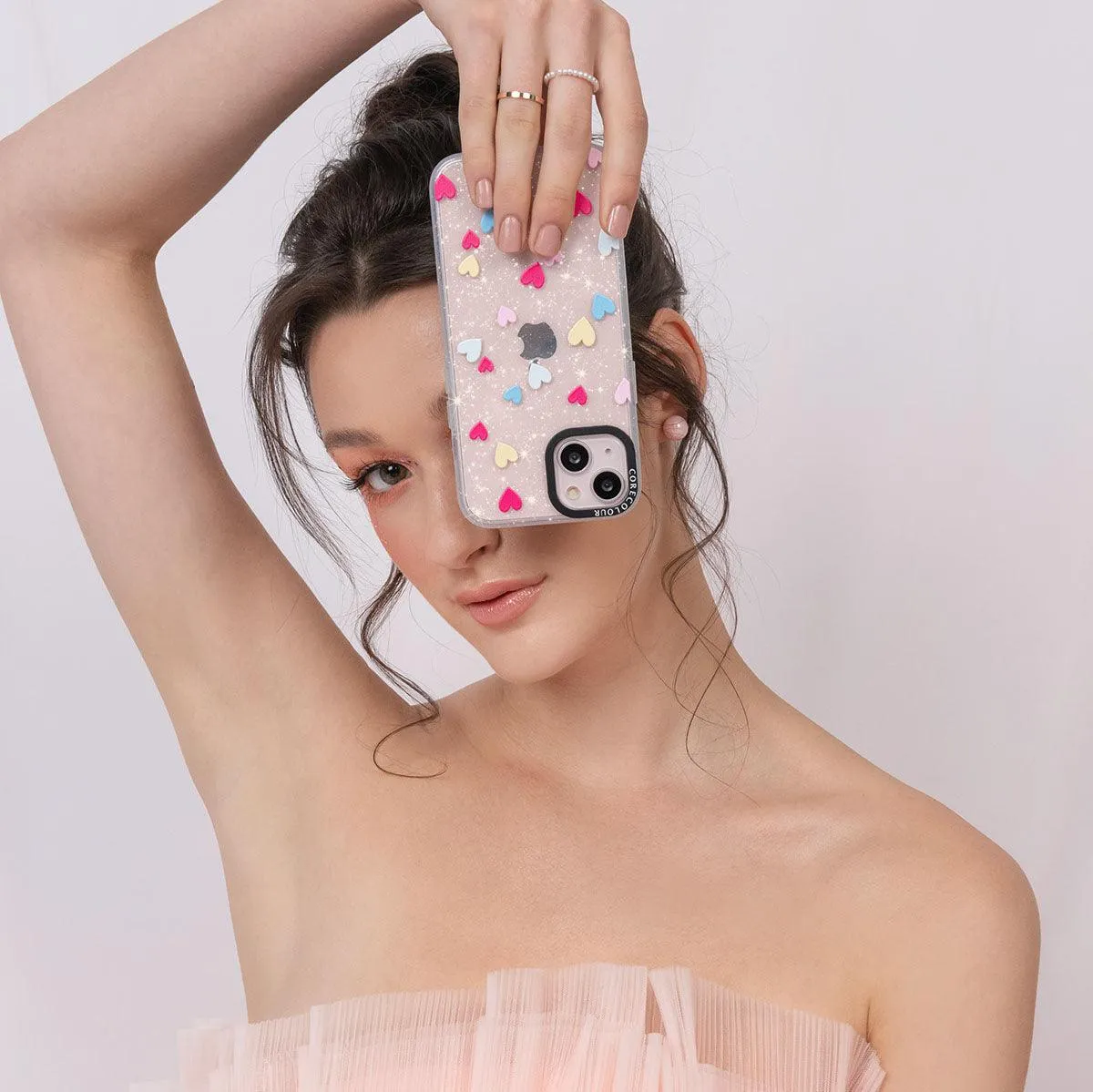 iPhone 12 Pro Max Flying Hearts Glitter Phone Case