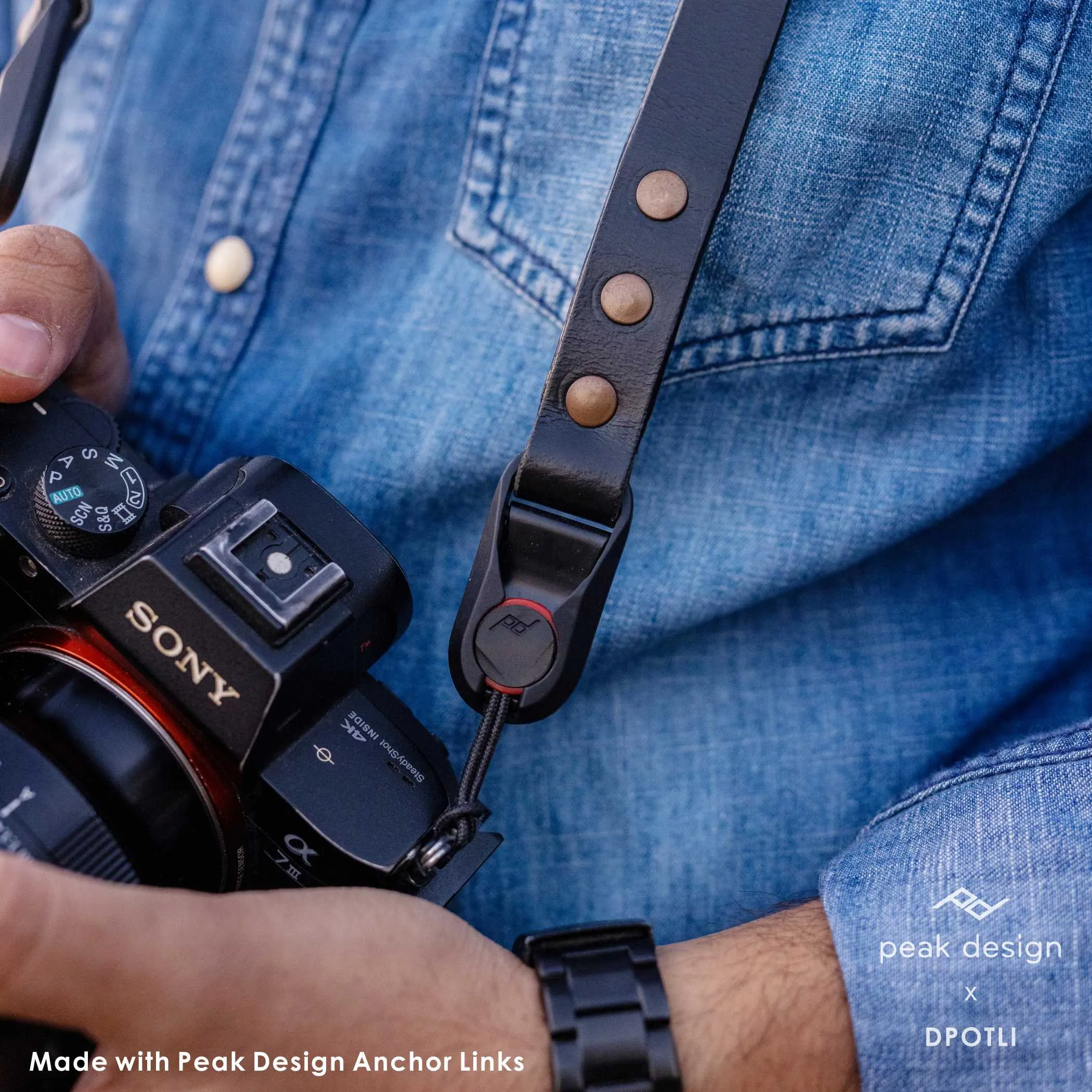 Leather Camera Strap - Made with Peak Design Anchor Links