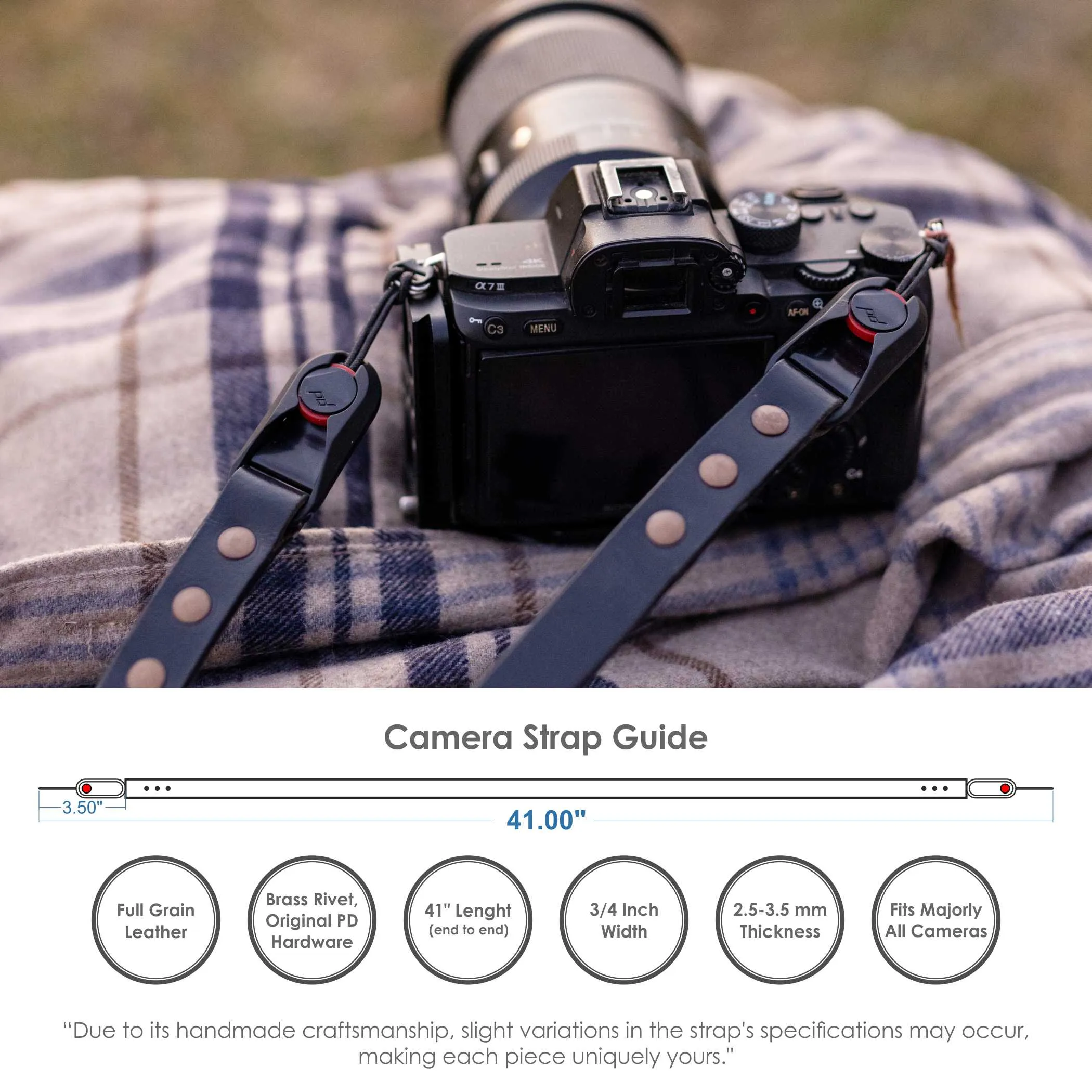 Leather Camera Strap - Made with Peak Design Anchor Links