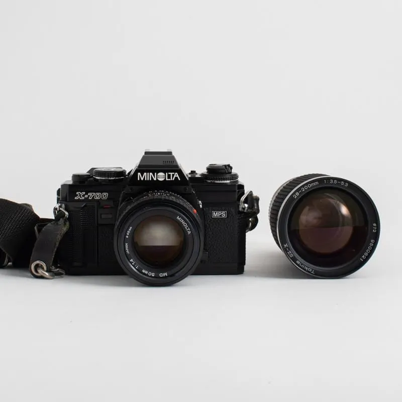 Minolta X-700 MPS with  a 50mm f/1.4 and 28-200mm f/3.5-5.3 Lenses