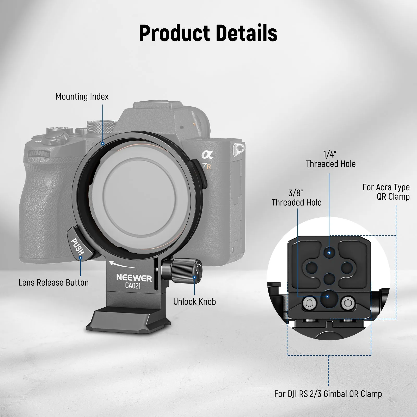 NEEWER CA021 Rotatable Collar Mount Plate