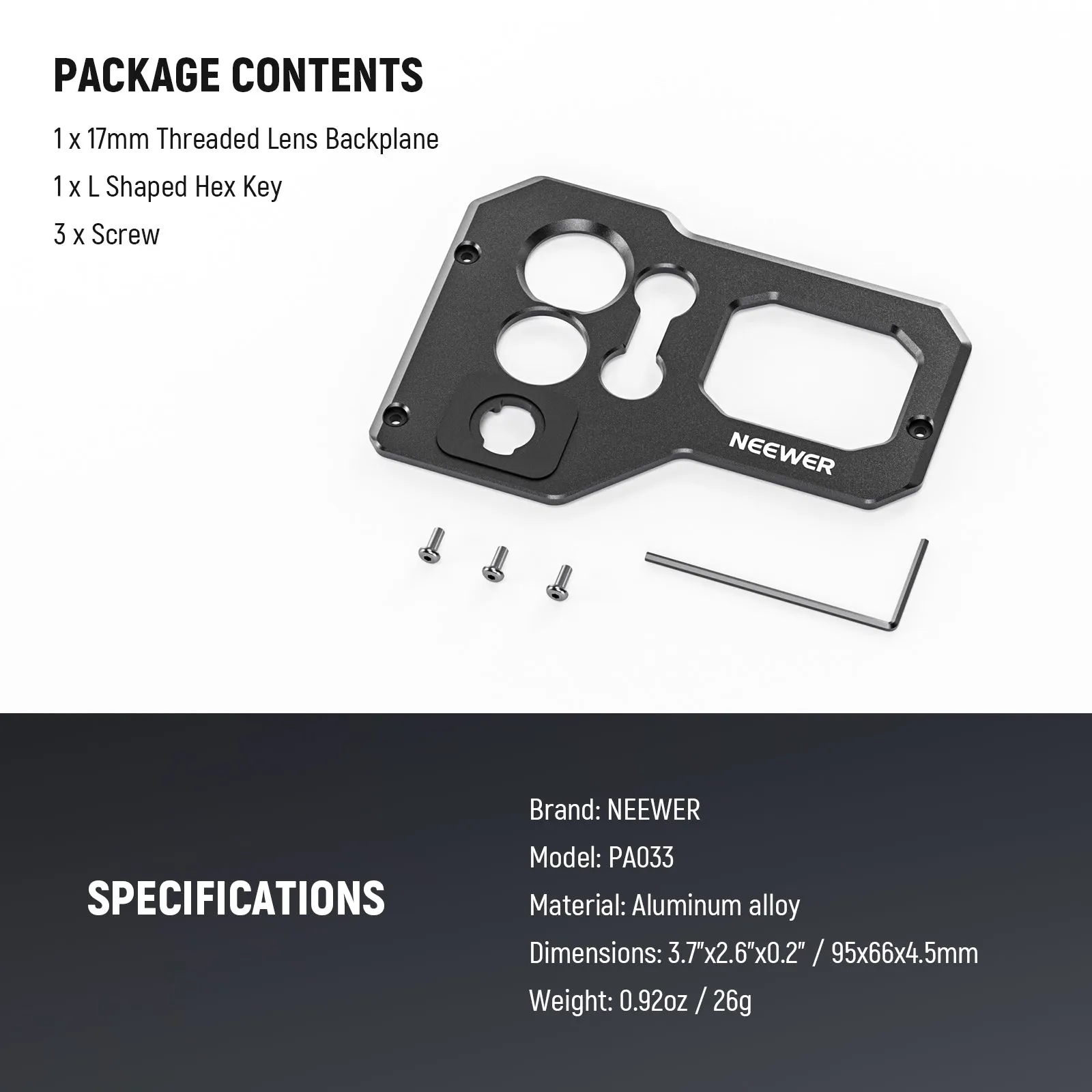 NEEWER PA033 Lens Backplate for Samsung S23 Ultra Phone Cage