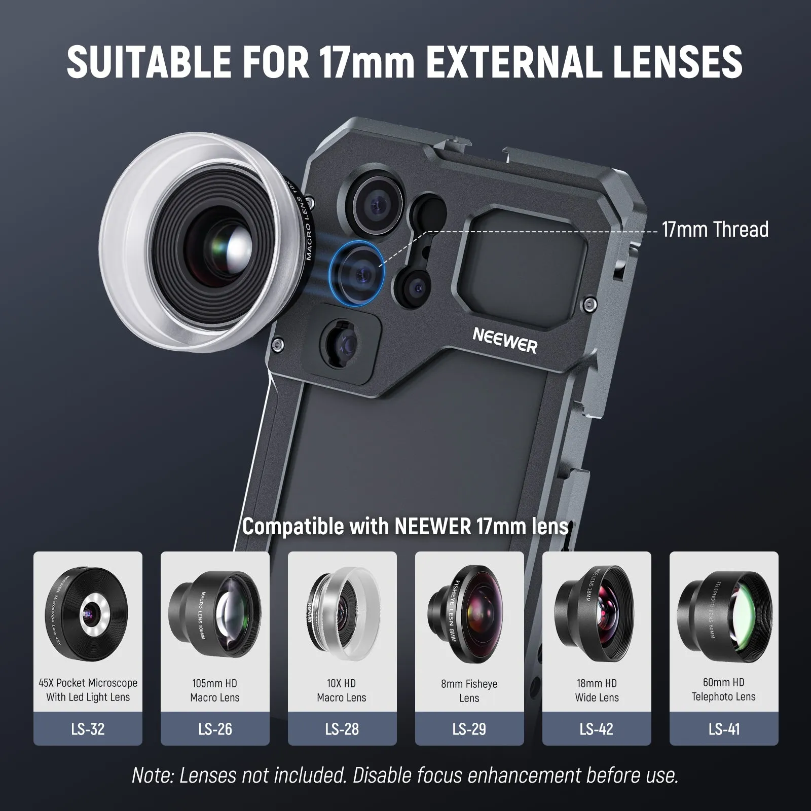NEEWER PA033 Lens Backplate for Samsung S23 Ultra Phone Cage
