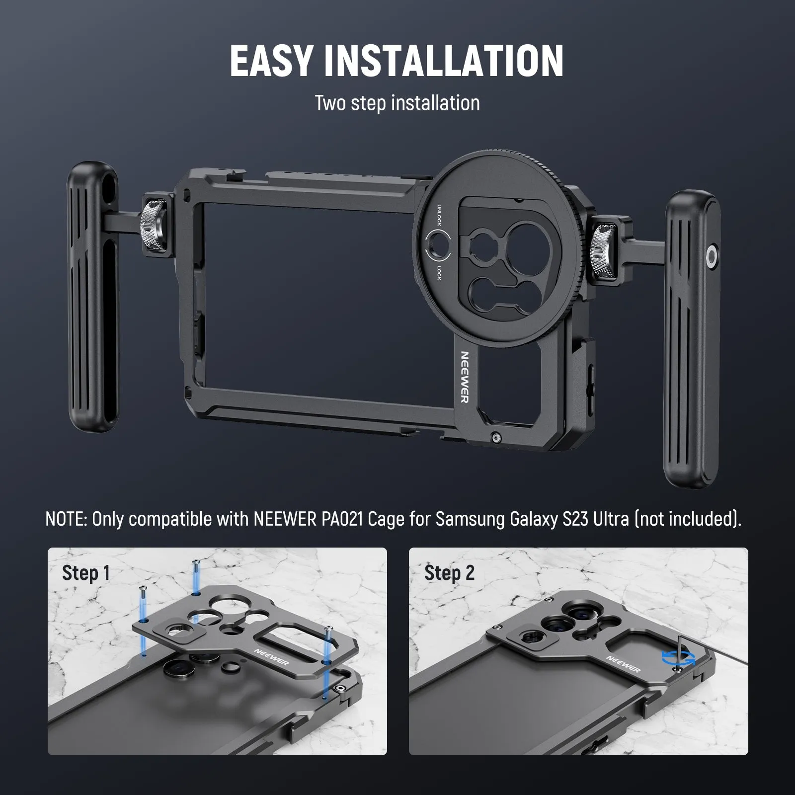 NEEWER PA033 Lens Backplate for Samsung S23 Ultra Phone Cage
