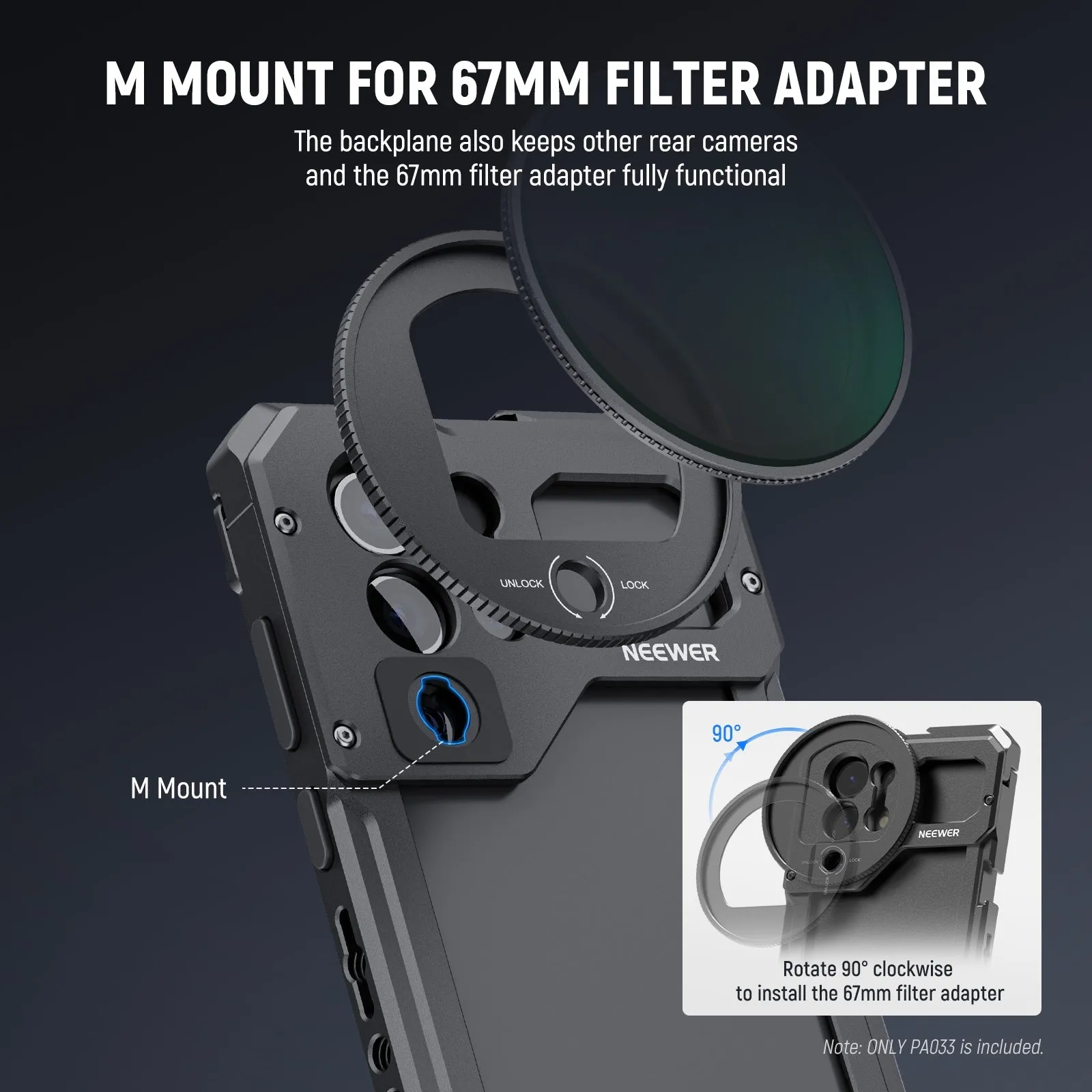 NEEWER PA033 Lens Backplate for Samsung S23 Ultra Phone Cage
