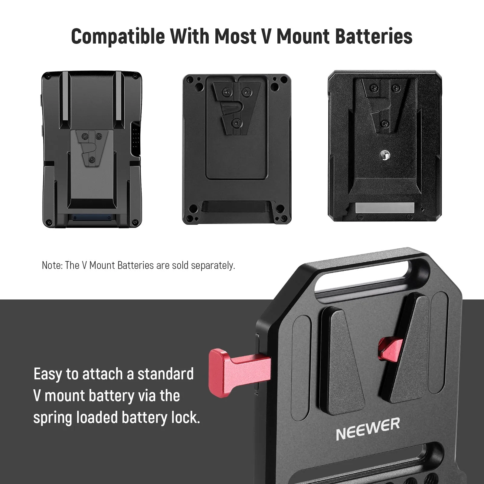 NEEWER V-Mount 1/4" & 3/8" Threads Battery Plate for ST-43