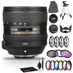 Nikon AF-S NIKKOR 24-85mm f/3.5-4.5G ED VR Lens Includes Filter Kits and Tripod (Intl Model)