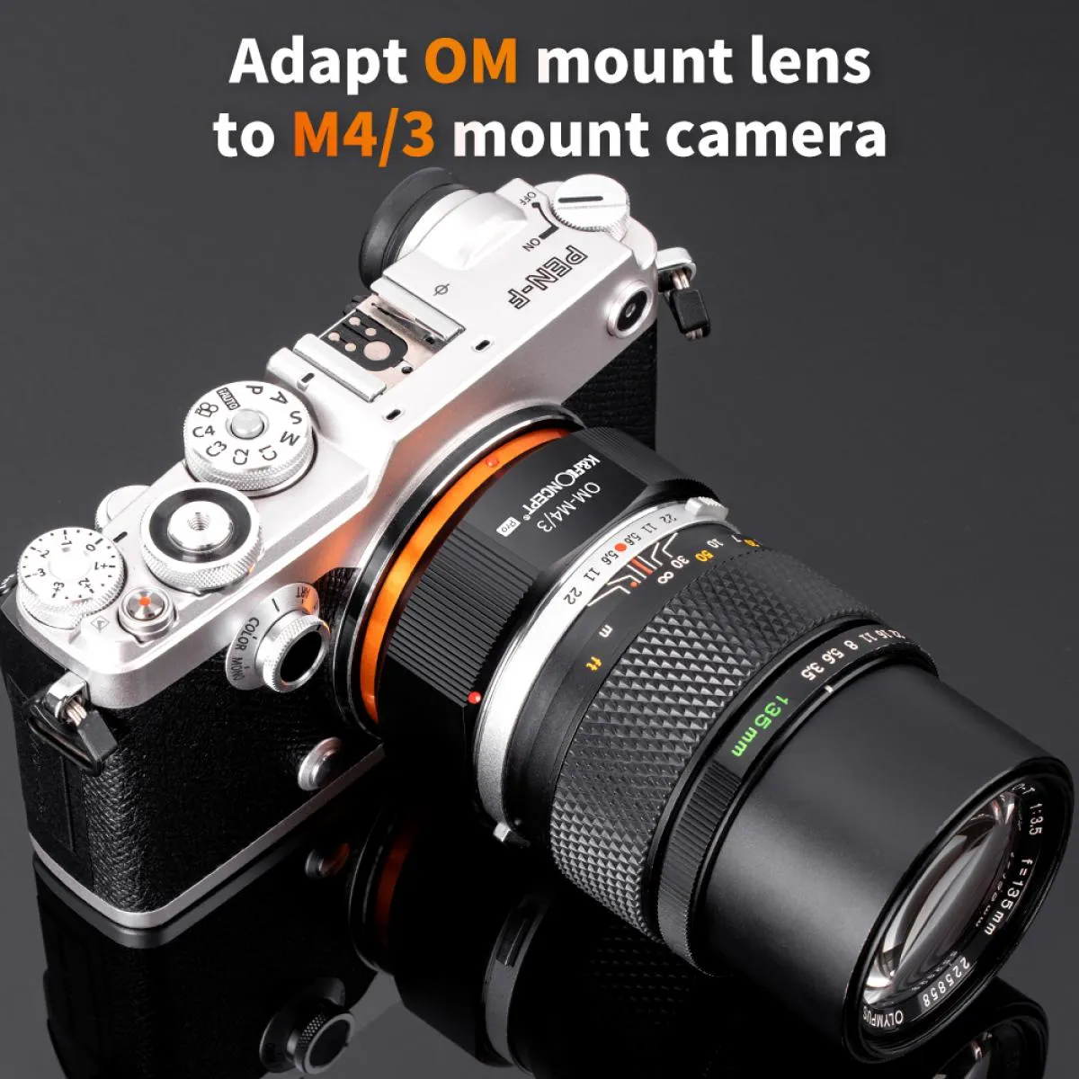 Olympus OM Mount Lens to M4/3 MFT Olympus Pen Cameras OM-M4/3 K&F Concept M16125 Lens Adapter