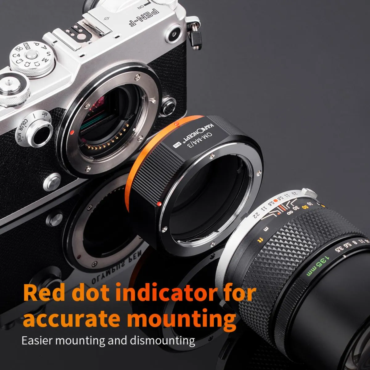 Olympus OM Mount Lens to M4/3 MFT Olympus Pen Cameras OM-M4/3 K&F Concept M16125 Lens Adapter