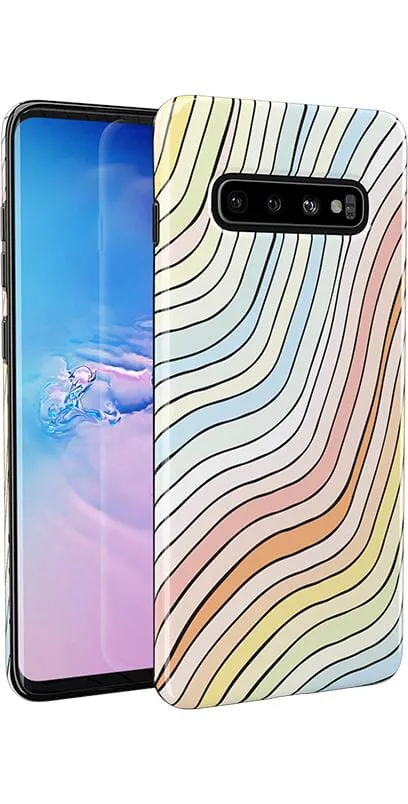 Ride The Wave | Pastel Rainbow Lined Samsung Case