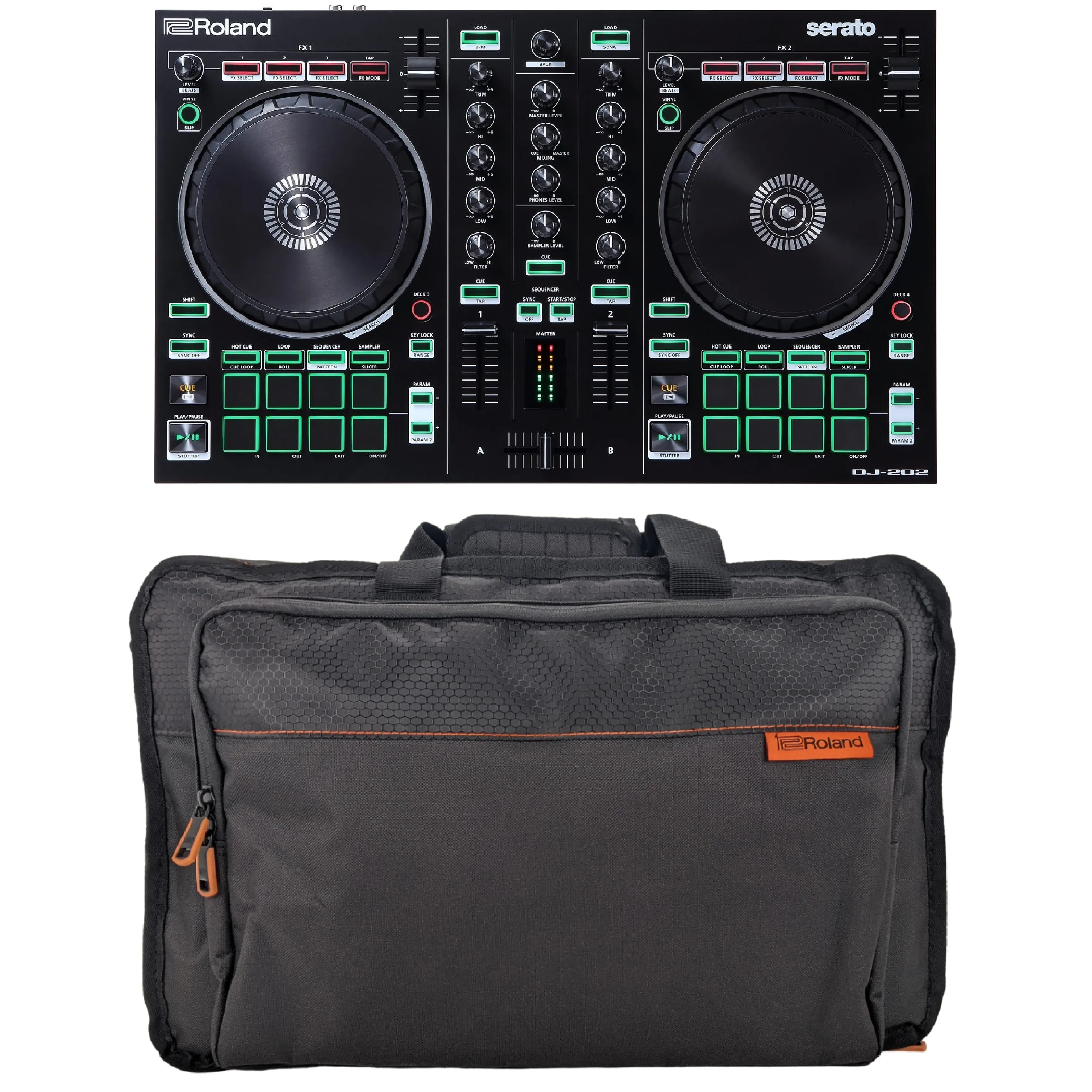 Roland DJ-202 DJ Controller and CB-BDJ202 Soft Case Bundle