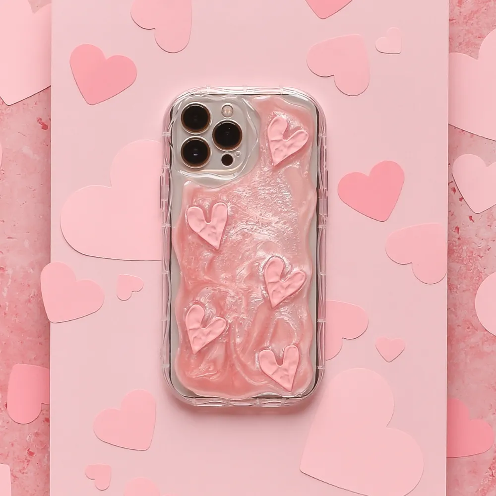 Shimmer Pink Hearts Phone Case